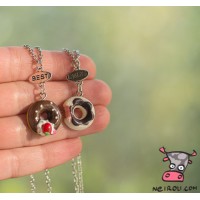 Кулон для друзей "Best Buds. Мини клубничные пончики". Цена за набор